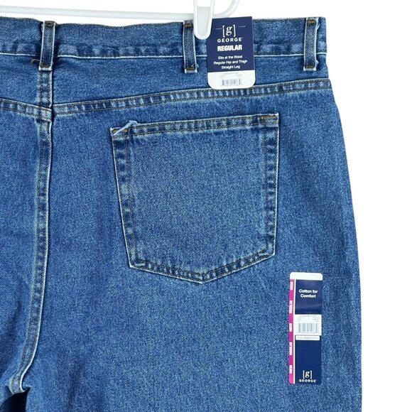 GEORGE Men's Blue Cotton Denim Jeans Size 48x30 Regular Fit Straight Leg NWT - Picture 5 of 12